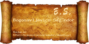 Bogosavljevics Sándor névjegykártya